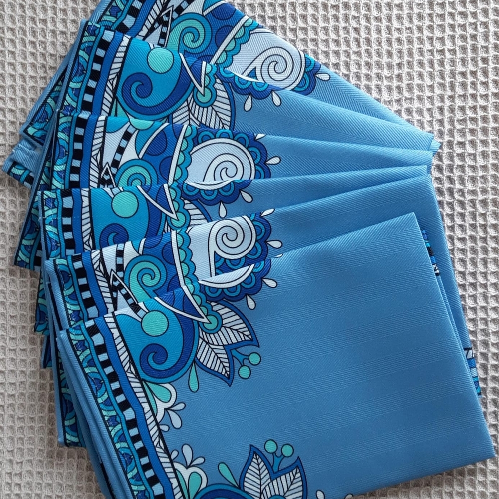 *SALE 3 for $20* Blue Patterned Paisley Fabric Napkins